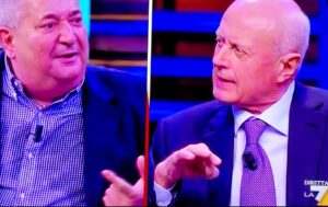 L'arrogante reazione in tv di Bruno Tabacci all'imprenditore Marino Fabiani in difficoltà per sanzioni alla Russia
