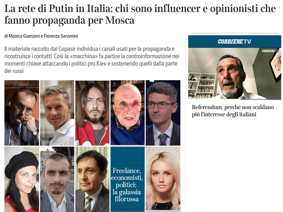 La stampa italiana come quella russa: addita i presunti filo-putin e filo-russi per le loro opinioni